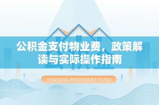 鸠江公积金支付物业费，政策解读与实际操作指南