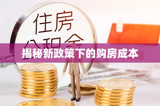 鸠江揭秘新政策下的购房成本