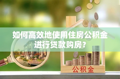 鸠江如何高效地使用住房公积金进行贷款购房？